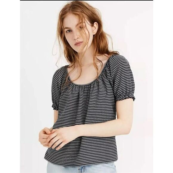 Madewell Texture &‎ Thread Peasant Striped Top - Picture 1 of 6